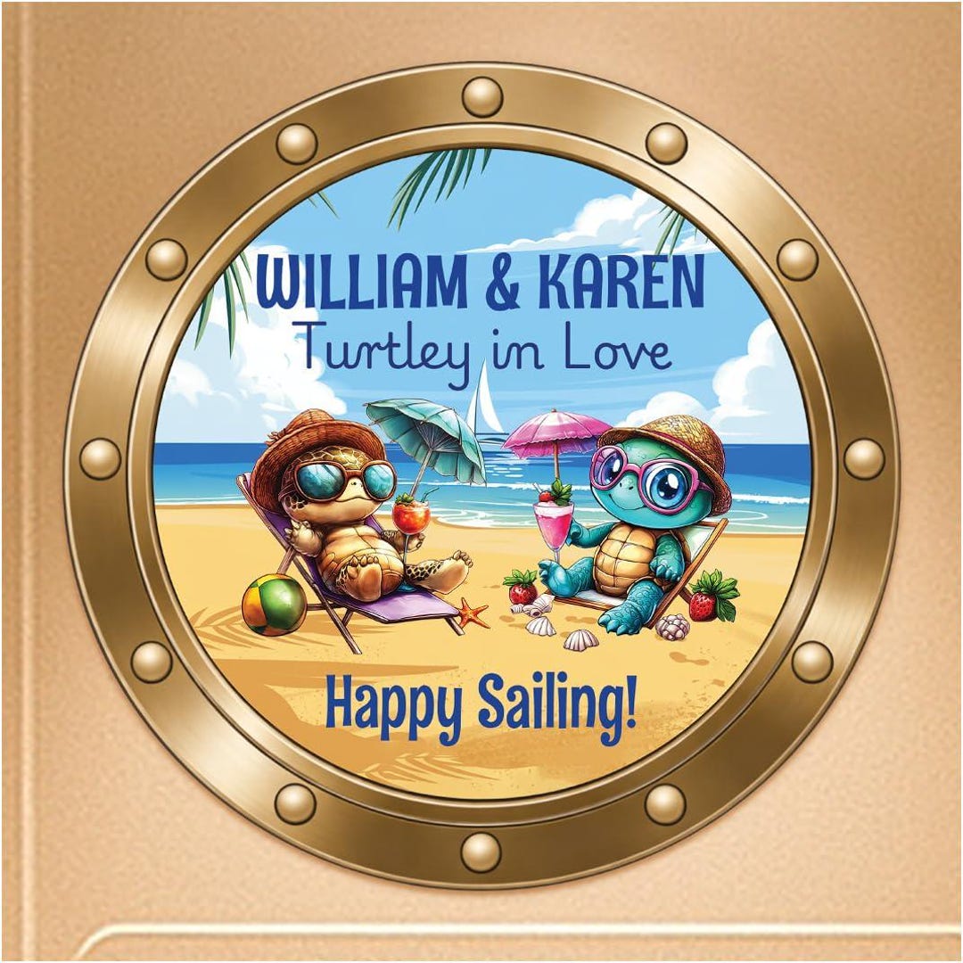 Post Sign Turtle Magnet Personalized Cruise Turtle Magnet for Couples, Cute Animal Porthole ...