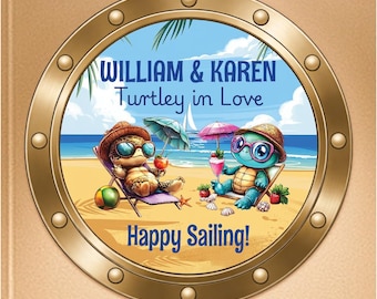 Personalized Cruise Turtle Magnet, Couple Porthole Design, Romantic Vacation Keepsake