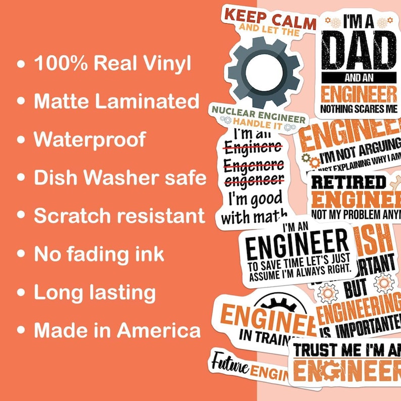10pcs Engineer Sticker Pack – Mechanical Engineer, Electrician and ...