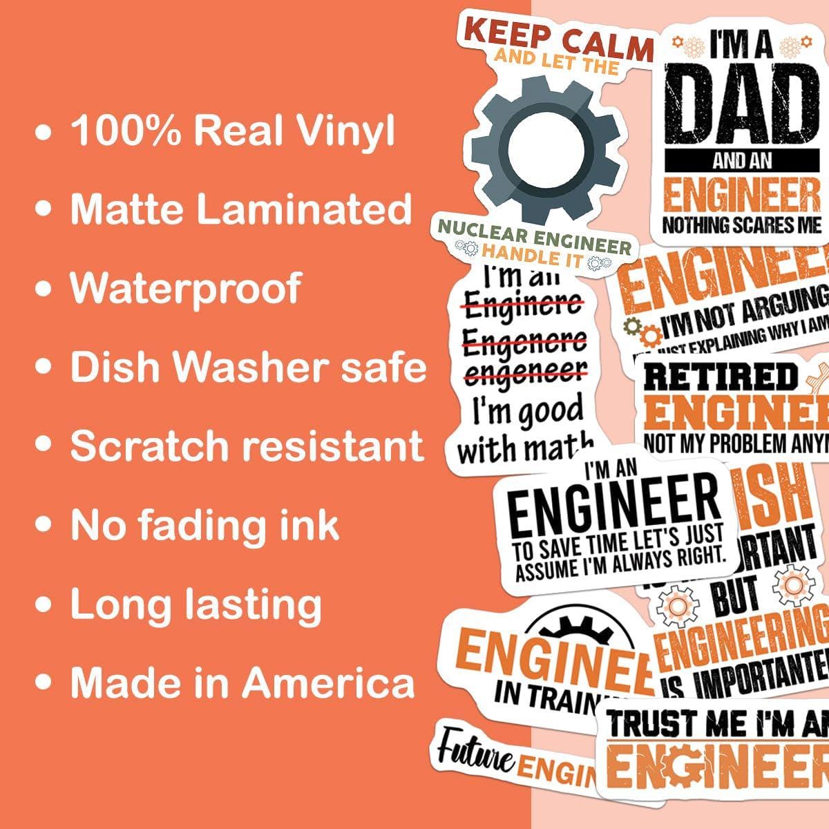 10pcs Engineer Sticker Pack – Mechanical Engineer, Electrician and ...