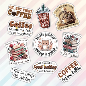 10pcs Coffee Stickers Pack, Coffee Culture, Coffee Addict Decal, Sippin&#39; Coffee Lover Decal, Coffee Holic Decal, Caffeine Addict Sticker