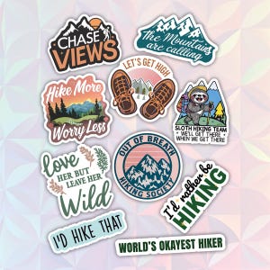 10pcs Hiking Stickers Pack, Hiking Travel Stickers, Mountain Adventure, Outdoor Hiking, Travel Camping Stickers, Explore Nature Sticker