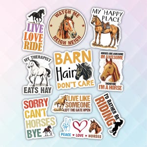 10pcs Horse Stickers Pack, Equestrian Lover Sticker, Gift For Horse Lover, Live-Love-Ride Sticker, Cowgirl Sticker, Farm Animal Stickers Bild 1