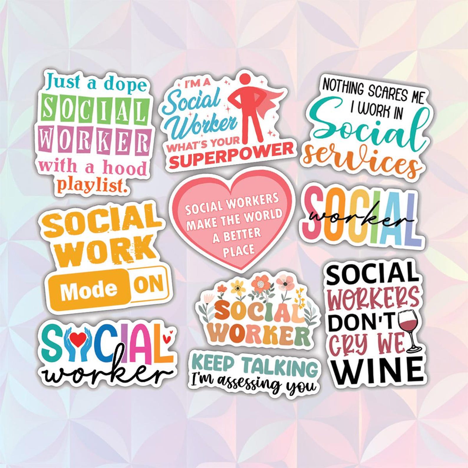 Ssw Sticker 10pcs Social Worker Sticker, Social Worker Gift, Motivational ...