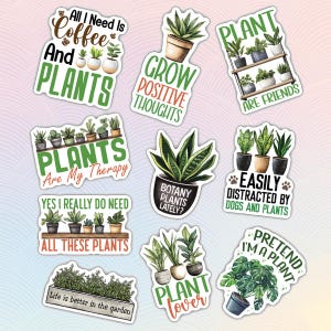 10pcs Plant Lover Stickers Garden Botanical Plant Pot Gardener Lover Multiple Designs, Gardening stickers, Pots Sticker, Botanical stickers Style 3