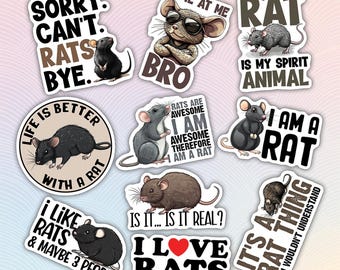10pcs Rat Stickers Pack, Cute Fancy Rat Sticker, Rat Peeking, Kawaii Rat Sticker For Lover, Cute Rat Sticker, Rodents Sticker, Rodents Lover