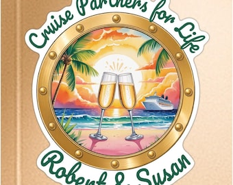 Couple Cruise Magnet, Drink Magnet Anniversary Decor, Cruise Partners for Life Magnet, Chasing Sunsets Together Keepsake Cabin Ship Decor