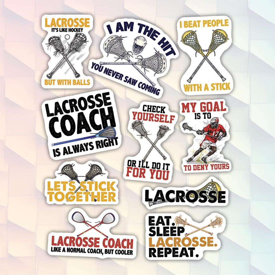 10pcs Lacrosse Stickers Pack, Lacrosse Team Sticker, Lacrosse Helmet ...