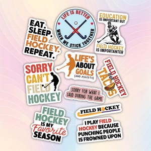 10pcs Field Hockey Stickers Pack, Field Hockey Ball Sticker, Gift For Field Hockey Enthusiast, Funny Sticker For Kindle, Laptop, Tumbler
