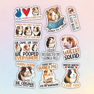 10-Piece Guinea Pig Sticker Pack – Kawaii Vinyl Decals for Animal Lovers image 1