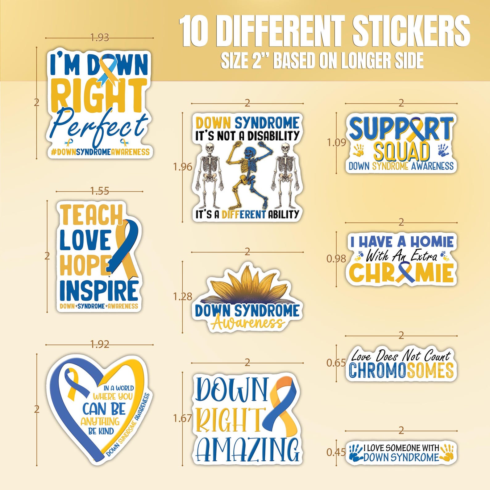 10pcs Down Syndrome Awareness Sticker Pack – Inspirational and ...