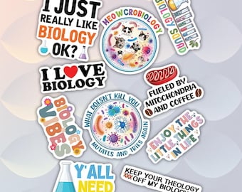 10pcs Biology Stickers Pack, Science Biology Stickers, Biology Vibes Stickers, Biology Squad Stickers For Kindle, Laptop, Tumbler