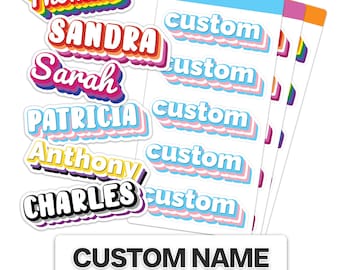 6pcs Personalized LGBTQ+ Name Stickers, Rainbow Pride Outline Decals, Custom Name Decals, Pride Gift