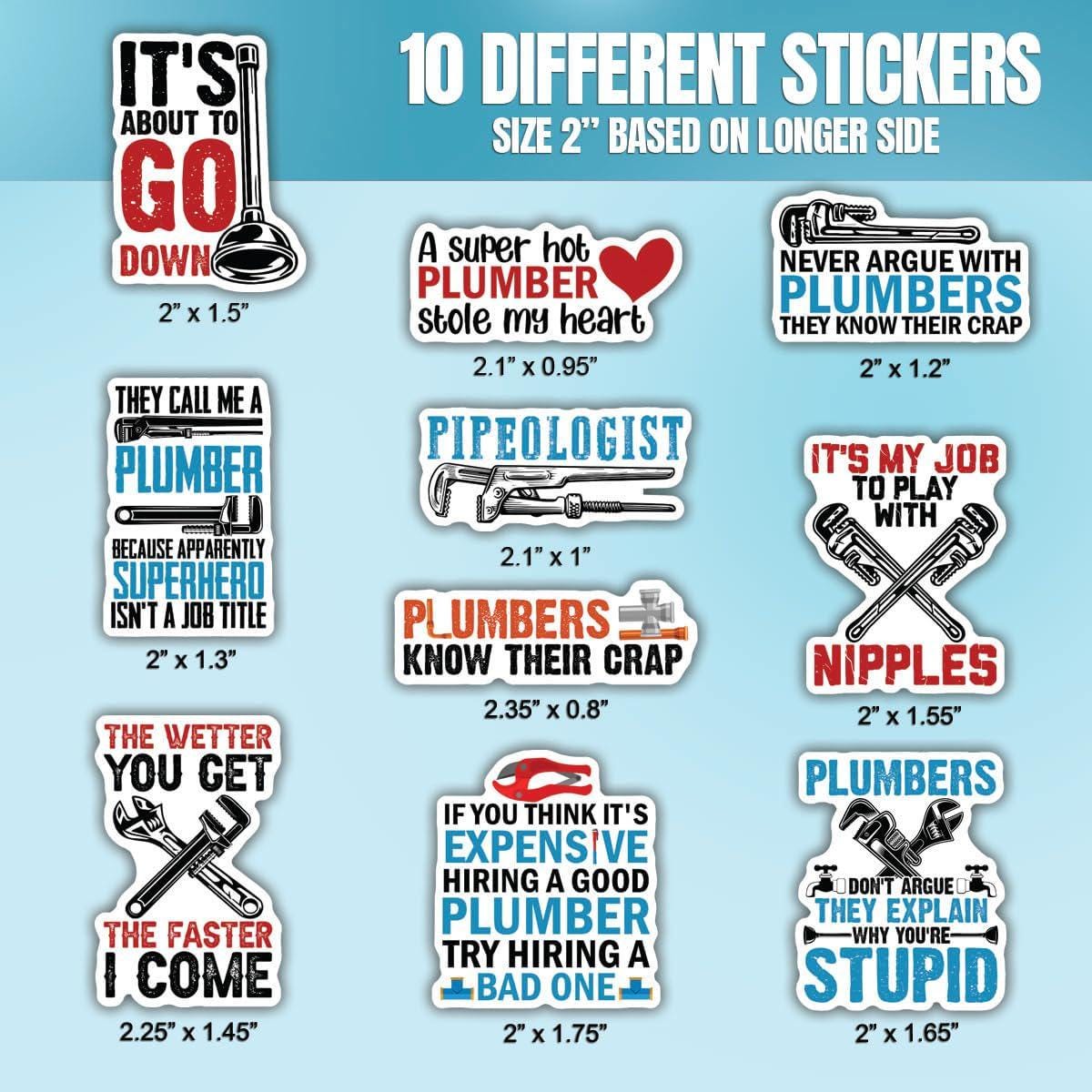 Master Plumber Sticker 10pcs Plumber Stickers Pack, Water Leakage Plumber, Plumbing Service ...