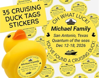 Cruising Duck Tags Stickers for Ship Hiding Game, Personalized Name Oh What Luck Waterproof Labels, Custom Rubber Cruise Hunt Essentials