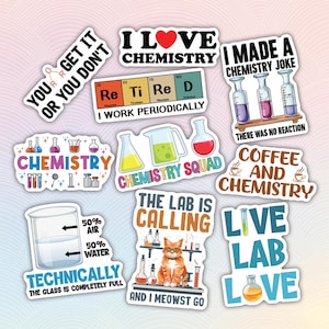 10pcs Chemistry Stickers Pack, Chemistry Lab, Science Chemistry Decal, Chemistry Lover, Molecule Sticker, STEM Chemistry, Science Sticker