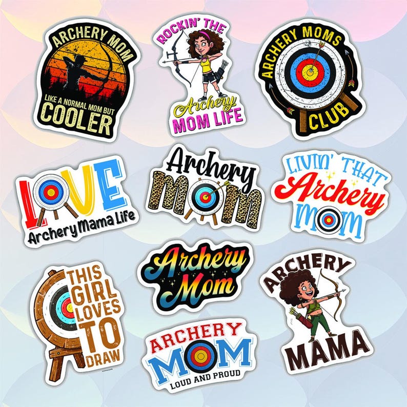 10pcs Archery Stickers Pack – Fun and Inspirational Bow and Arrow ...
