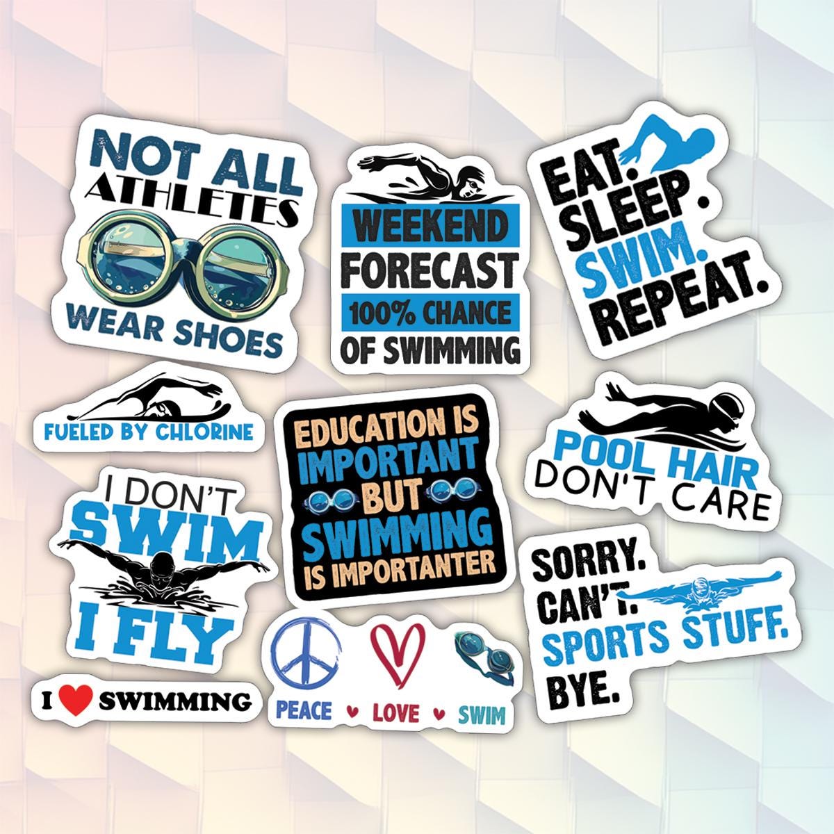 Simming Stickers 10pcs Swimming Stickers Pack, Professional Swimmer Sticker, Swimming ...