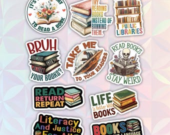 10pcs Librarian Stickers Pack, Library Life Stickers, Librarian Power, Library Lover Gift, Office And Library Decor, Bookish Stickers