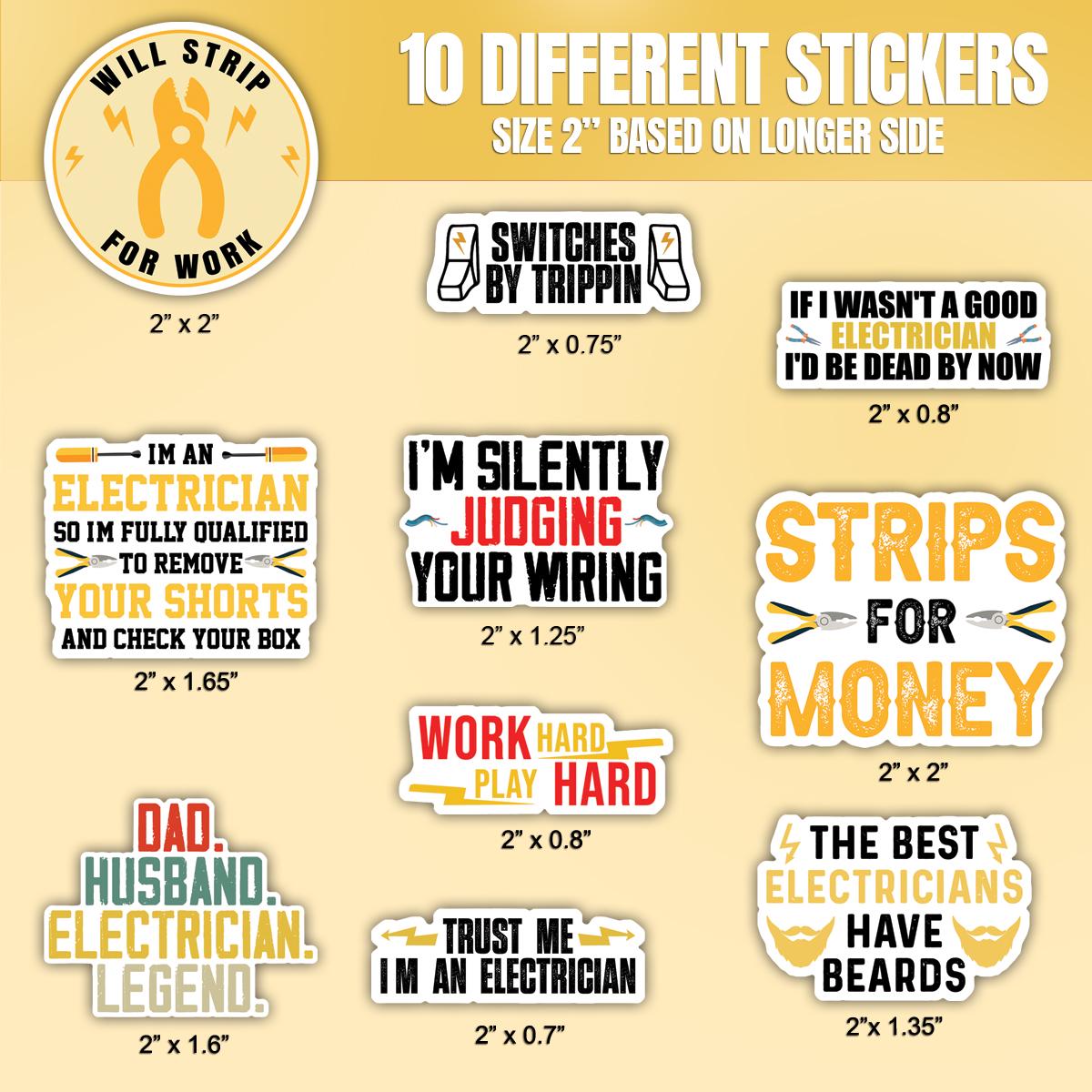 Electric Connection Sticker 10pcs Electrician Sticker Pack – Electrical Engineer, Lineman ...