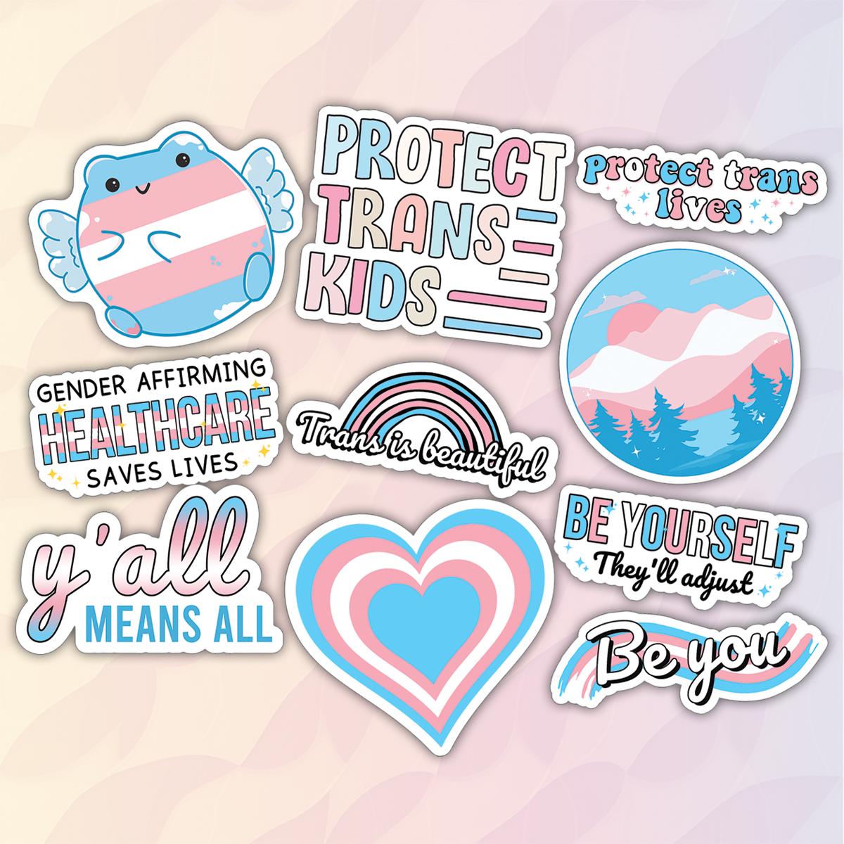 10pcs Transgender Stickers, LGBTQ+ Pride Stickers, LGBT Trans Pride Sticker, Unique Transgender, Rainbow Strong, LGBTQ+ Rights Stickers