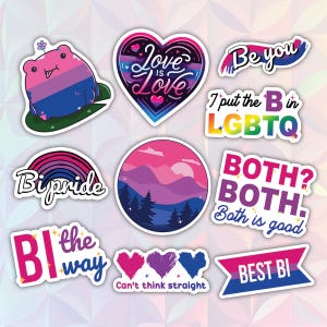 10pcs Bisexual Stickers Pack, Subtle LGBTQ+ Sticker, LGBT Pride Sticker, Bisexual Flag Sticker, Bi Pride Sticker, LGBTQ+ Rights Sticker
