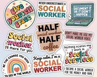 10pcs Social Worker Sticker, Social Worker Gift, Motivational Inspirational Sticker, Funny Social Worker Sticker, Empowering Lives Sticker
