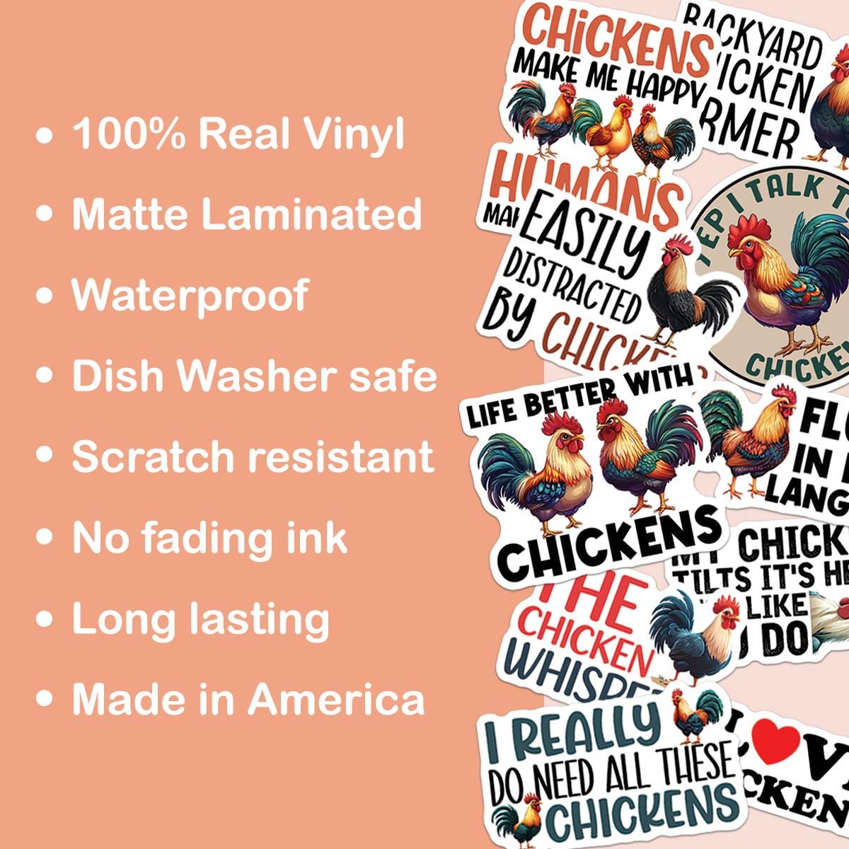 10pcs Chicken Stickers Pack, Kawaii Chicken Decal, Cluck-tastic Chicken ...