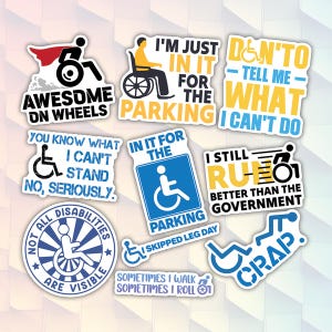 10pcs Wheelchair Stickers Pack, Motivational Wheelchair, Disabilities Awareness, Positive Wheelchair, Unstoppable Wheels, Rolling with Pride