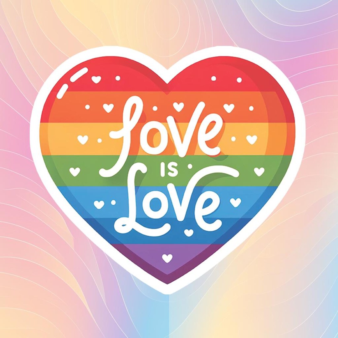 LGBTQ+ Pride Sticker, Love is Love Sticker, Rainbow Pride Stickers ...