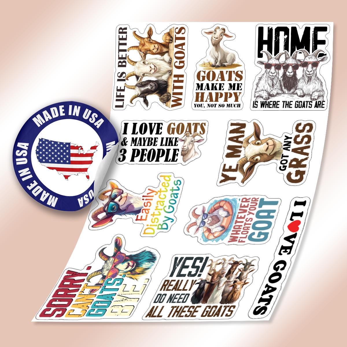 10pcs Goat Sticker Pack – Cute Kawaii Goat Stickers, Baby Goat Decals ...