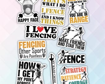 10pcs Fencing Sticker Pack, Fencing Team Decal, Fencing Coach Gift, Cool, Saber, Epee And Foil Sticker, Fence Life Gift, Fencing Accessories