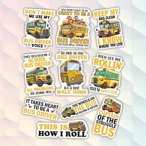 10pcs Bus Driver Stickers Pack, School Bus Driver, Captain Of The Struggle Bus Sticker, Public Transport Sticker, Blue Collar Sticker image 1