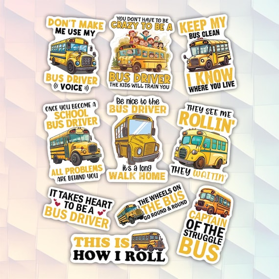 10pcs Bus Driver Stickers Pack, School Bus Driver, Captain Of The Struggle Bus Sticker, Public Transport Sticker, Blue Collar Sticker