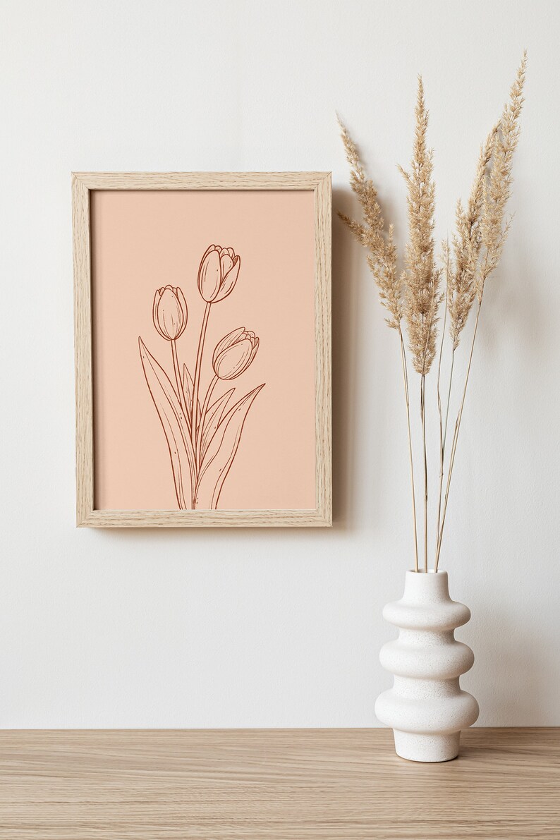 Tulips Floral Modern Minimalist Boho Flower Wall Art Print Poster Printable Digital Download Illustration Painting Home Decor Decoration image 9