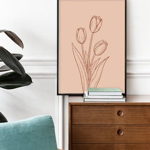 Tulips Floral Modern Minimalist Boho Flower Wall Art Print Poster Printable Digital Download Illustration Painting Home Decor Decoration image 4