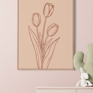 Tulips Floral Modern Minimalist Boho Flower Wall Art Print Poster Printable Digital Download Illustration Painting Home Decor Decoration image 10