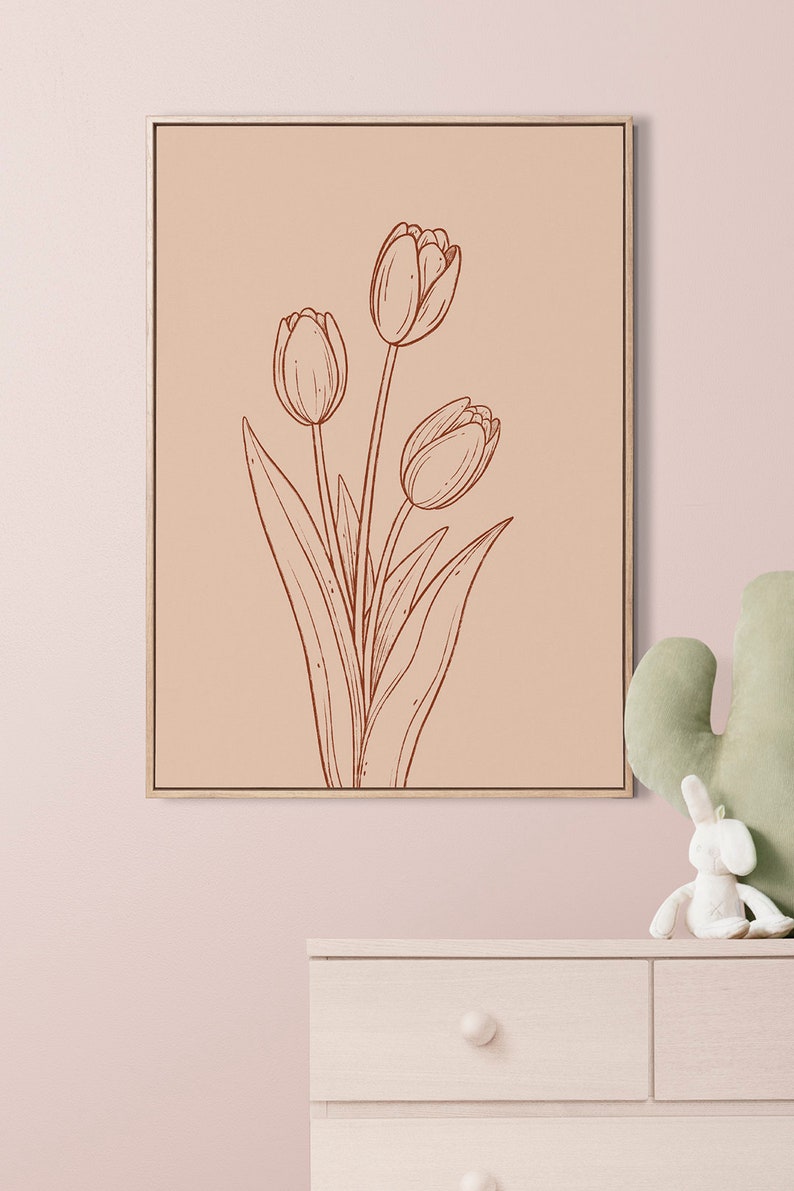 Tulips Floral Modern Minimalist Boho Flower Wall Art Print Poster Printable Digital Download Illustration Painting Home Decor Decoration image 10