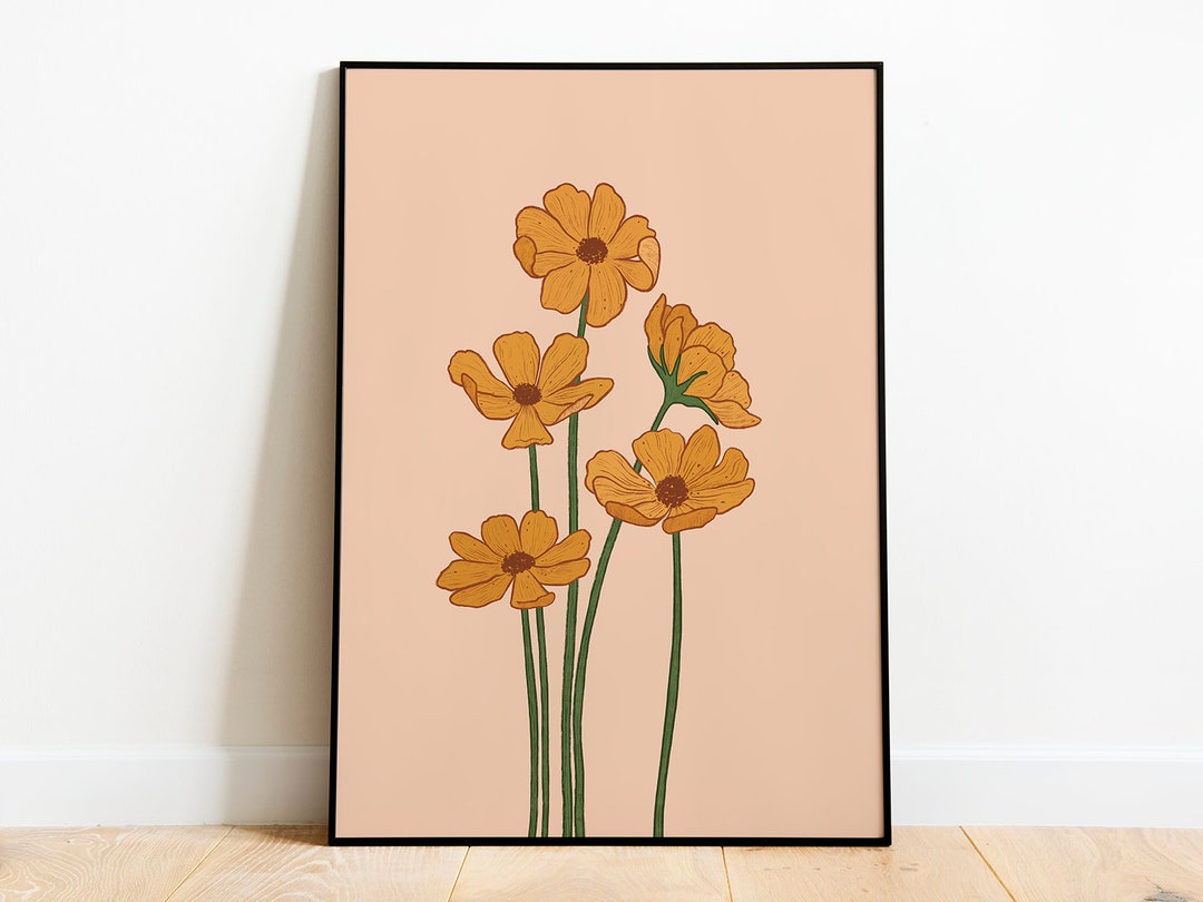 Wildflowers Floral Modern Minimalist Boho Wild Flower Wall Art Print ...