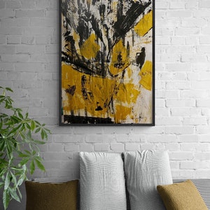 Yellow Abstract contemporary  painting Modern interiors Living room artwork