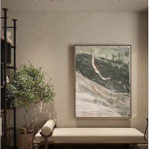 Abstract painting, green, beige I original I acrylic on canvas