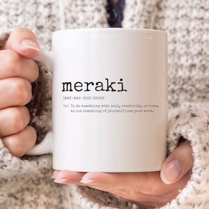 Meraki Mug, Greek Coffee Mug, Greek Teacher Gifts, Greece Travel Mug, Traveling Inspiration Mug, Greek Learner Gifts, Definition Coffee Mug