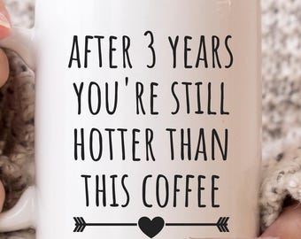 3rd Wedding Anniversary Mug: Personalized Leather Anniversary Gift