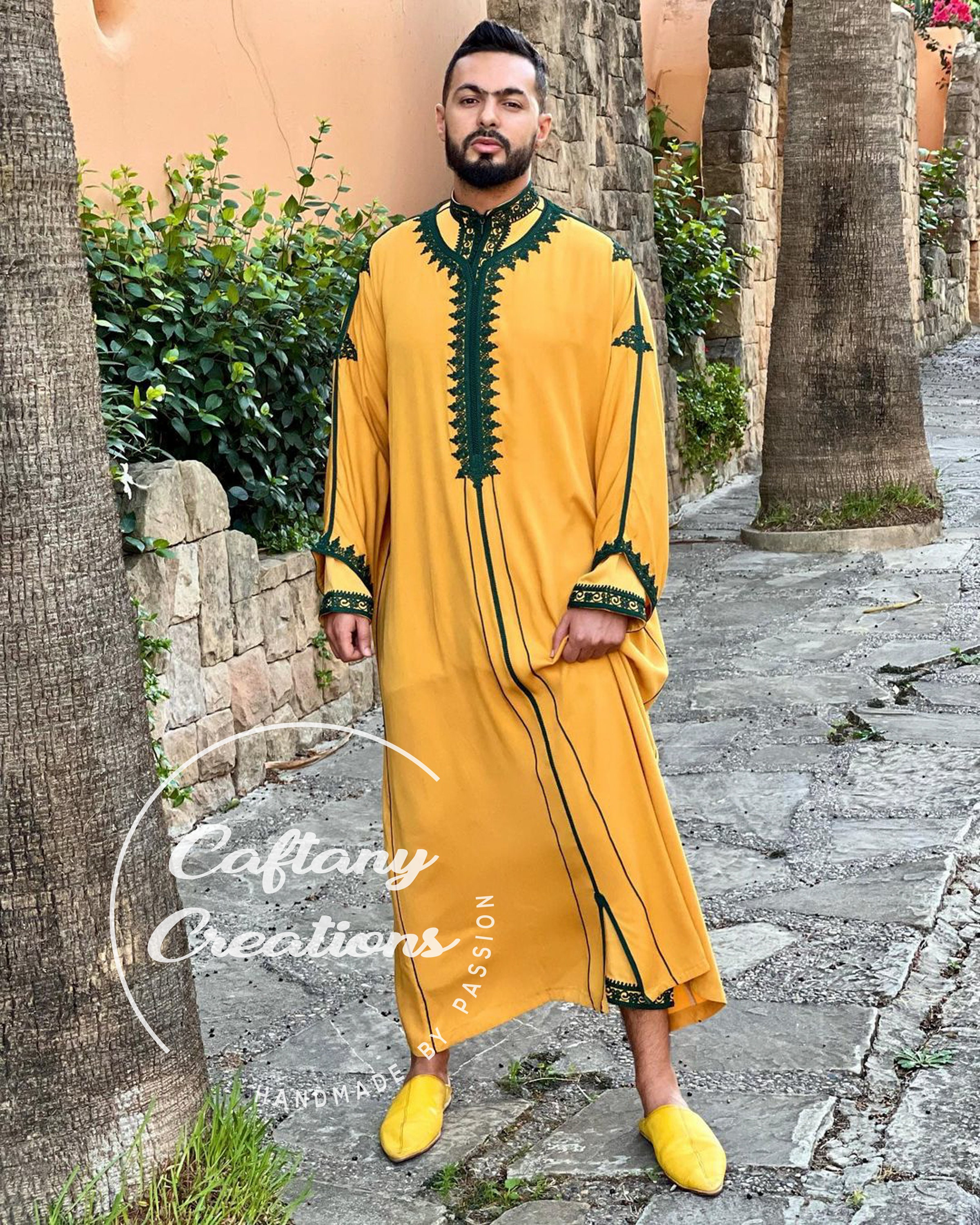 Kleding Herenkleding Pyjamas & Badjassen Jurken pyjama robe voor mannen Marokkaanse Jabador voor mannen Arabische jurk lange mlifa tuniek handgemaakte Marokkaanse Kaftan trouwjurk 