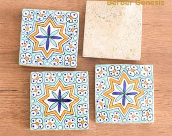 Decorative Ceramic Tiles 10 cm x 10 cm - Glossy & Shinny tiles - Wall Art Tile - Handmade Moroccan Tiles - Exquisite and Authentic Tiles