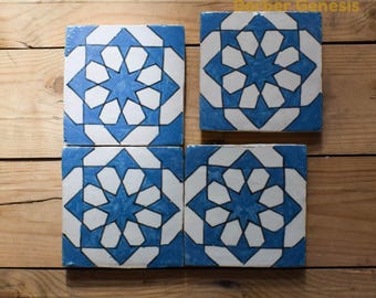 Decorative Ceramic Tiles 10 cm x 10 cm - Glossy & Shinny tiles - Wall Art Tile - Handmade Moroccan Tiles - Exquisite and Authentic Tiles