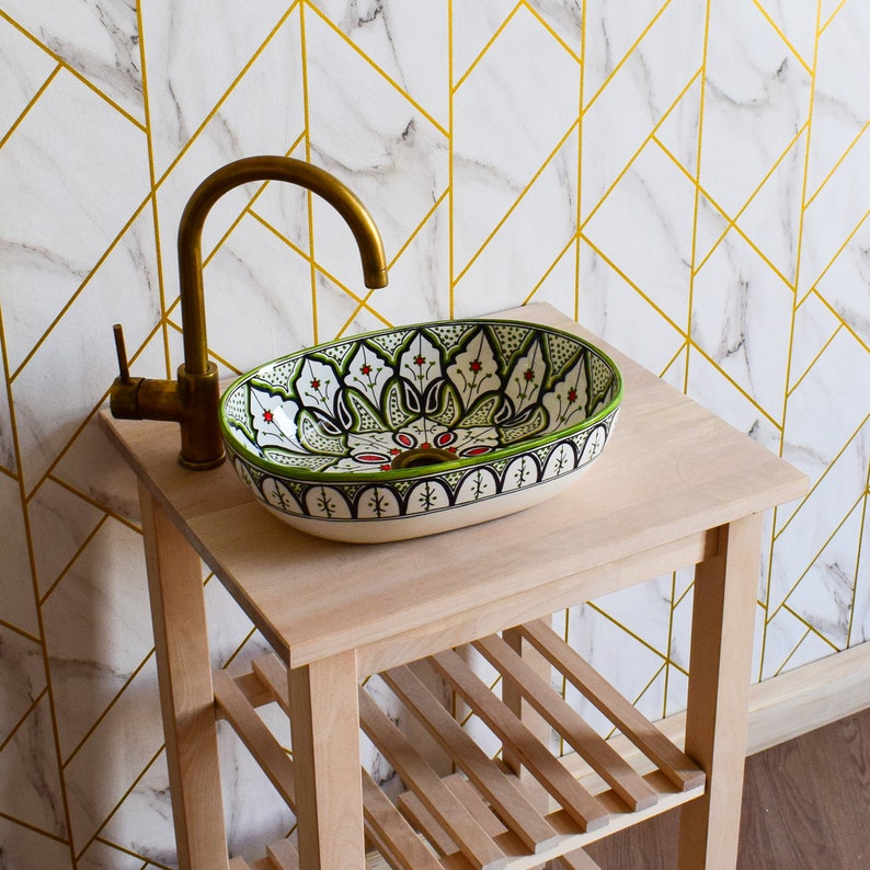 Bathroom Vanity Sink Pottery,handmade Bathroom Vessel Sink Decor,ceramic Sink,moroccan Vasque ...