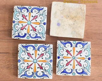 Decorative Ceramic Tiles 10 cm x 10 cm - Glossy & Shinny tiles - Wall Art Tile - Handmade Moroccan Tiles - Exquisite and Authentic Tiles