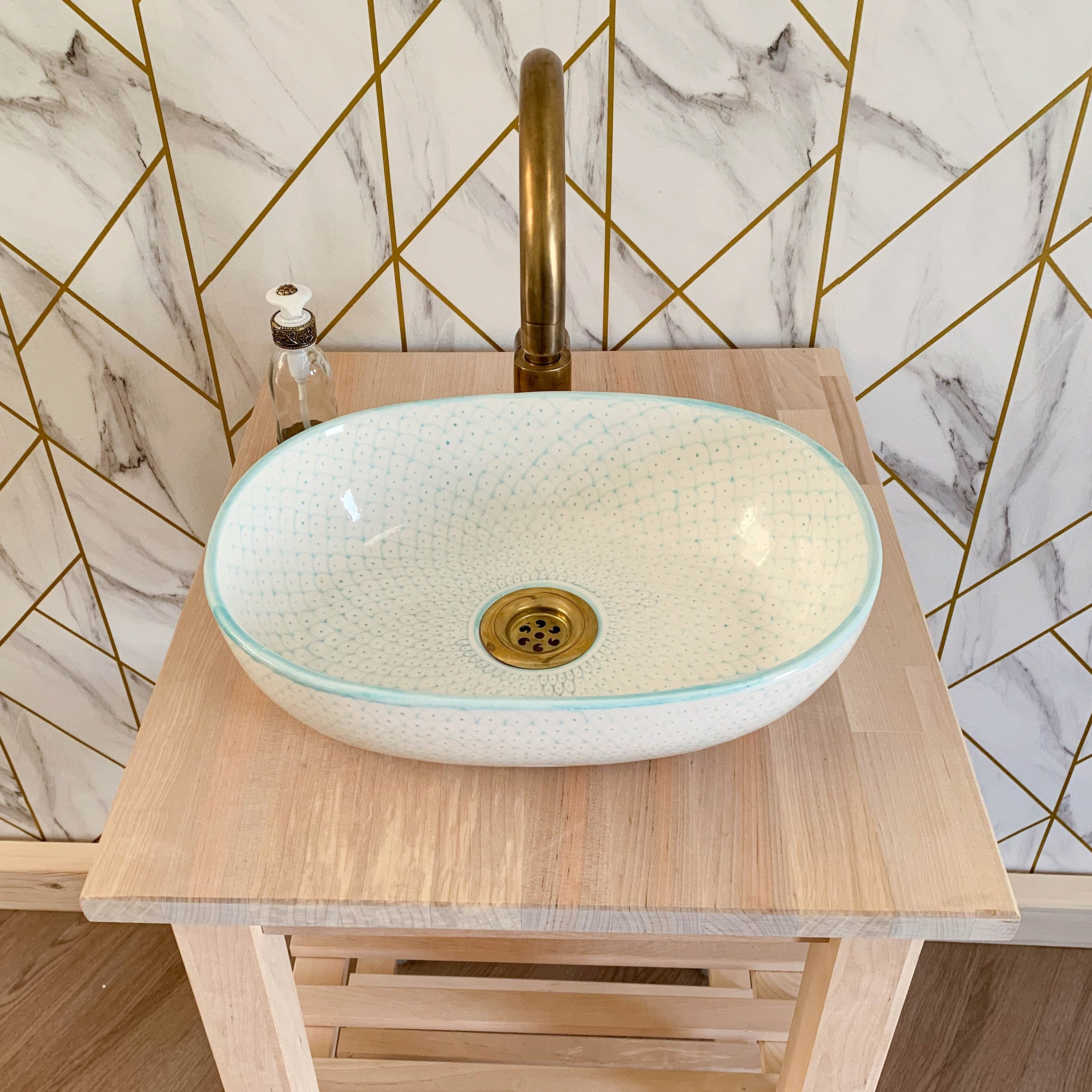 Bathroom Vanity Sink Pottery,handmade Bathroom Vessel Sink Decor,ceramic Sink,moroccan Vasque ...