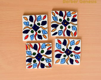 Decorative Ceramic Tiles 10 cm x 10 cm - Glossy & Shinny tiles - Wall Art Tile - Handmade Moroccan Tiles - Exquisite and Authentic Tiles